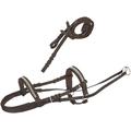 Cwell Equine New Crystal Detail Cross Over Bitless Leather Bridle web grip reins BLACK/BROWN Choice of Sizes (BROWN, COB)