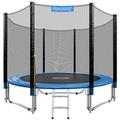 Monzana® 8ft Complete Trampoline Set | TÜV SÜD GS Certified | 244cm With Safety Net Access Ladder Edge Cover Spring Tool | Home Childrens Garden Outdoor | Blue Black
