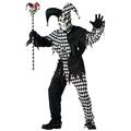 Adult dark jester fancy dress costume - Black - Small