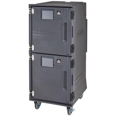 Cambro Hot Box | PCUHC615 Pro Cart Ultra® Charcoal Gray Electric 2 Compartment Pan Carrier, Hot Top and Cold Bottom Compartments - 110V