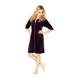 Women's Luxury SOFT Cotton Bath Robe Housecoat Dressing Gown Dress Style Velour Bathrobe Zip Up, Knee length, 14, Maroon