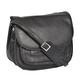 A1 FASHION GOODS Womens Soft BLACK Leather Multi Zip Pockets Shoulder Bag Large Classic Flap Over Cross Body Bag - A95