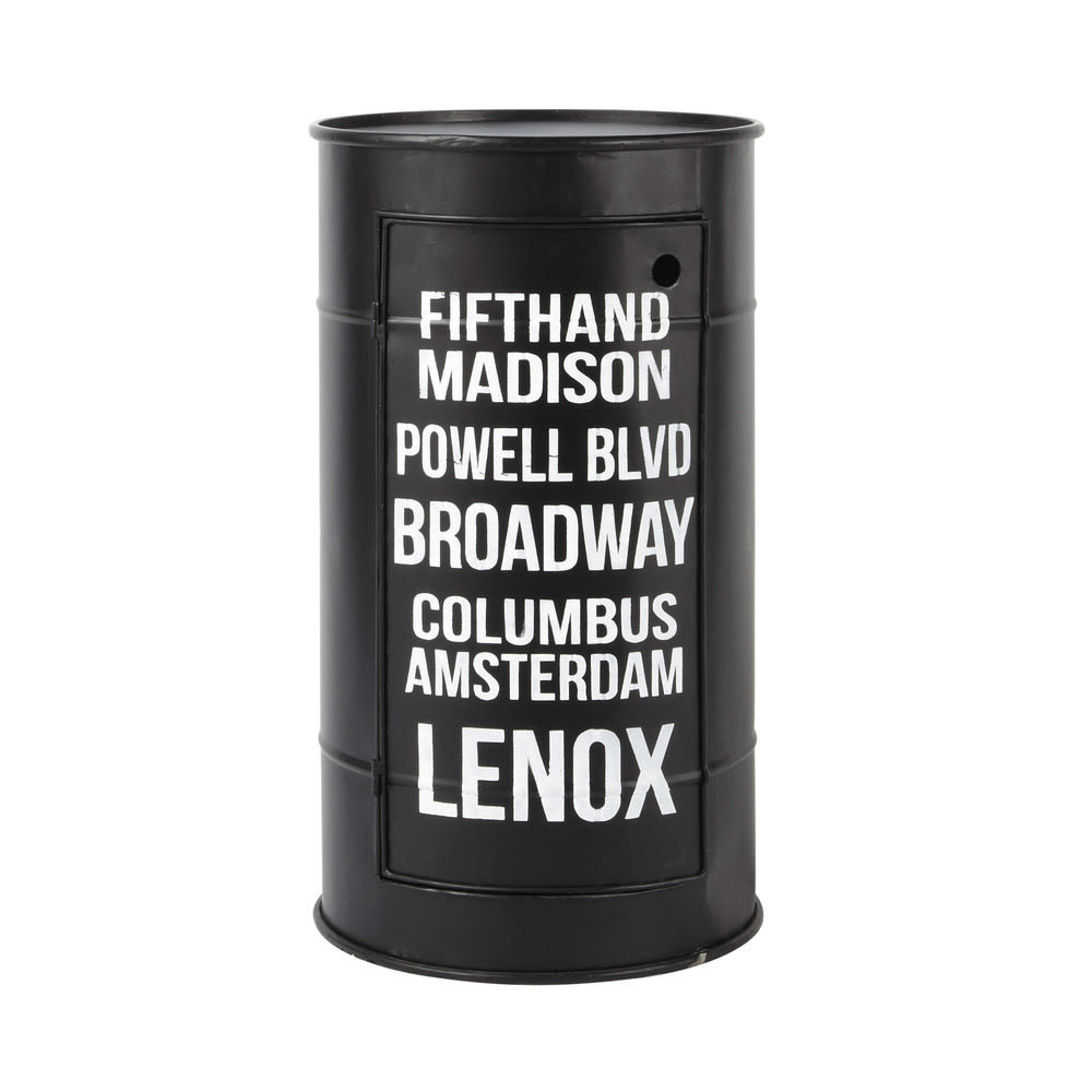 Table de chevet bidon en métal noire L 40 cm