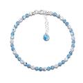 Schöner-SD Anklet Made from Swarovski® Crystal Beads in Aquamarine Blue and AB Crystal, 925 Silver