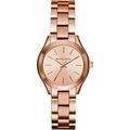 Michael Kors Damenuhr Mini Slim Runway, Dreizeigerwerk, 33mm Rose Gold Edelstahlgehäuse mit Edelstahlarmband, MK3513