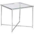 AC Design Furniture Gurli Ecktisch Quadratisch, B: 50 x T: 50 x H: 45 cm, Klar/Chrom, Glas/Metall, 1 Stk