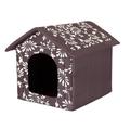 Hooded dog bed brown with flowers cat kennel/Bed S – XL (M 44x38 cm)