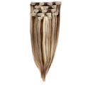 hair2heart Clip in Extensions Echthaar glatt - 7 tlg. 100g Set 60cm Braun-Hellblond