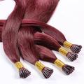 hair2heart® 25 x 0.5g Echthaar Micro-Ring Extensions, Länge 40cm / Stick, I-Tip/Haarverdichtung/glatte Struktur/Haarverlängerung in Top Qualität - #99j burgundy
