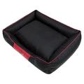 Hobbydog R2CEPCZC1 Hundebett / Sofa / Korb Cesar Perfect mit Streifen Kunstleder, Kodura, schwarz / rot, Größe R2, 84 x 65 x 23 cm