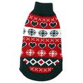 Animate Hunde-Rollkragenpullover, 41 cm, Rot/Weiß/Blau