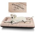 Knuffelwuff 13969-008 Wasserfestes Hundebett Avery mit Vintage Aufdruck, XXL, 120 x 85 cm, beige