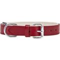 Knuffelwuff 13958-018 Weiches Lederhalsband, Hundehalsband Basic Plus, rot