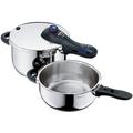 WMF Perfect Plus Schnellkochtopf Set 2-teilig 4,5l & 3,0l, Cromargan Edelstahl poliert, 2 Kochstufen Einhand-Kochstufenregler, induktionsgeeignet, spülmaschinengeeignet, Ø 22 cm