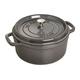 Staub 1101218 Mini Cocotte, rund mit Deckel 10 cm, 0,25 L, induktionsgeeignet, mit mattschwarzer Emaillierung im Inneren des Topfes, graphitgrau