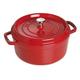 Staub 1102406 Cocotte/Bräter, rund mit Deckel 24 cm, 3,8 L, mit mattschwarzer Emaillierung im Inneren des Topfes, kirsche