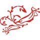 Indigos 4051095250272 Wandtattoo/Wandaufkleber - f67 Abstraktes Design Tribal/schöne Pflanzenranke mit Kleinen Ästen und großen Blüten zur Verzierung, Vinyl, rot, 96 x 69 cm