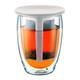 Bodum TEA FOR ONE Teeglas mit Kunststofffilter (Doppelwandig, Isoliert, 0,35 liters) cremefarben