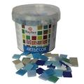 Rayher Hobby 1453108 Glas-Mosaiksteine, Artdecor, Blau-Töne, Form quadratisch 2 x 2 cm, Eimer 1 kg (ca. 325 St.) Glasmosaik, Glassteine