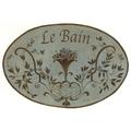 Stupell Home braun LE BAIN Oval Bad Plaque Salbeigrün mit braunen Schnörkeln