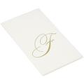 Caspari Monogramm-Papierhandtücher, mit Initiale F, White Pearl, 24 Stück