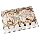 Läufer 45349 Landkarten-Schreibtischunterlage Welt antik, rutschfeste Schreibunterlage mit antiker Weltkarte, 40x53 cm, mit transparenter Seitentasche