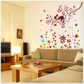 Walplus - Riesiges Blumen/Affe / Schmetterlinge Kinder Wand Sticker