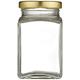 Viva Haushaltswaren - 12 x eckiges Marmeladenglas / Gewürzglas 260 ml mit goldfarbenem Schraubverschluss, Gläser Set mit Deckel als Einmachgläser, Vorratsdose etc. verwendbar (inkl. Trichter)