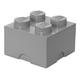 LEGO Aufbewahrungsstein, 4 Noppen, Stapelbare Aufbewahrungsbox, 5,7 l, grau