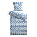 Mesana B-10794 Baumwoll - Bettwäsche Jersey "Ikat" 80 x 80 und 135 x 200 cm, blau