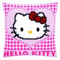 Vervaco Hello Kitty in Einem Herz Kreuzstichkissen/Stickkissen vorgedruckt, Baumwolle, Mehrfarbig, 40 x 40 x 0.3 cm