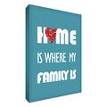 Feel Good Art 16 x 12 Zoll H A3 Medium modernes typographisches Home is where my Family ist Dick Box Leinwand, blaugrün, 40 x 30 cm