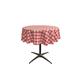 LA Linen Poly Checkered Round Tablecloth, Polyester, Coral/White, 147.32 x 147.32 x 0.04 cm