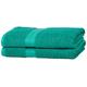 AmazonBasics Handtuch-Set, ausbleichsicher, 2 Badetücher, Grün, 100% Baumwolle 500g/m²