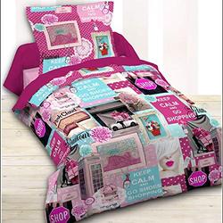 Today 015628 Happy Pink Shopping Bettbezug 140 x 200 cm + 1 Kissenbezug 63 x 63 cm Baumwolle Rosa