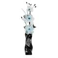 Flourish E13 Vase mit Blumen, blau, Nylon, Schwarz/silberfarben