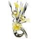 Flourish 793142 Kunstblumen-Arrangement, 32 cm, Mini-Vase mit geschwungenem Design Silver/Yellow & Cream