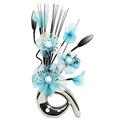 Flourish 793128 32 cm Mini Vase Swirl mit Kunstblumen, Blaugrün/Blau