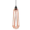 Filament Style französische Retro Loft Lampe Diamond #2 orange mit Textilkabel in Grey, Metall, E27, 43 x 12 cm