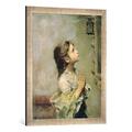 Gerahmtes Bild von Roberto Ferruzzi Betendes Mädchen, Kunstdruck im hochwertigen handgefertigten Bilder-Rahmen, 50x70 cm, Silber raya