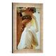 Gerahmtes Bild von Lord Frederick Leighton F.Leighton, Mädchen mit Blumenkorb, Kunstdruck im hochwertigen handgefertigten Bilder-Rahmen, 30x40 cm, Silber raya