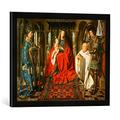Gerahmtes Bild von Jan Van Eyck Madonna des Kanonikus Joris van der Paele, Kunstdruck im hochwertigen handgefertigten Bilder-Rahmen, 60x40 cm, Schwarz matt