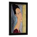 Gerahmtes Bild von Amedeo Modigliani Portrait of Jeanne Hebuterne, 1918", Kunstdruck im hochwertigen handgefertigten Bilder-Rahmen, 40x60 cm, Schwarz matt