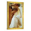 Gerahmtes Bild von Lord Frederick Leighton F.Leighton, Mädchen mit Blumenkorb, Kunstdruck im Hochwertigen handgefertigten Bilder-Rahmen, 50x70 cm, Gold Raya