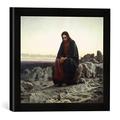 Gerahmtes Bild von Iwan Nikolajewitsch Kramskoi Christus in der Wüste, Kunstdruck im hochwertigen handgefertigten Bilder-Rahmen, 30x30 cm, Schwarz matt