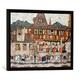 Gerahmtes Bild von Egon Schiele Haus mit trocknender Wäsche, Kunstdruck im hochwertigen handgefertigten Bilder-Rahmen, 70x50 cm, Schwarz matt