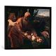Gerahmtes Bild von Michelangelo Merisi Caravaggio Caravaggio, Opferung Isaaks, Kunstdruck im hochwertigen handgefertigten Bilder-Rahmen, 70x50 cm, Schwarz matt