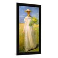 Gerahmtes Bild von Michael Peter Ancher "Anna Ancher kehrt vom Feld heim", Kunstdruck im hochwertigen handgefertigten Bilder-Rahmen, 50x100 cm, Schwarz matt