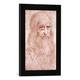 Gerahmtes Bild von Leonardo da Vinci Porträt eines bärtigen Mannes, vielleicht ein Selbstporträt, c.1513, Kunstdruck im hochwertigen handgefertigten Bilder-Rahmen, 30x40 cm, Schwarz matt