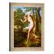 Gerahmtes Bild von Gottlieb Schick Eva erblickt zum ersten Mal ihr Spiegelbild, Kunstdruck im hochwertigen handgefertigten Bilder-Rahmen, 30x40 cm, Silber raya
